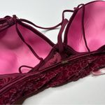 Victoria's Secret  Red floral Velvet Bra Large with Plunging Neckline Photo 5