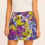 Adrienne Vittadini  Blue Yellow Purple Pink Floral Miniskirt‎ Size 12 Photo 0
