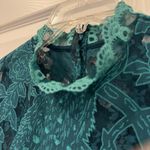HD in Paris Anthropologie NWT Teal Lace Peacock Blouse Top Short Sleeve Petite Photo 4