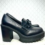 Madden Girl Kappie Platform Lug Sole Loafer Black Faux Leather 90s Size 8.5 Photo 3