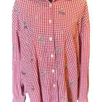 Teddi Red & White Plaid Fruit Print Long Sleeve Shirt Size M Size M Photo 0