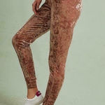 Anthropologie Sabina Musayev Pants Womens S Blush Pink Crushed Velvet Joggers Photo 0