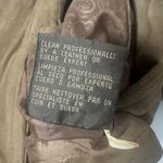 Vintage Coat Womens Genuine Leather Brown Long Double Breasted Trench 80’s Photo 4