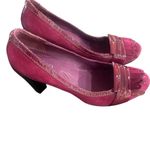 Franco Sarto size 9M leather upper burgandy fushia color bottoms look barely use Photo 4