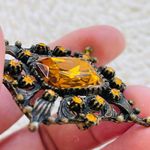 Vintage Art decor czech rhinestone brass Brooch pin Photo 3