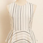ZARA  White Striped Peplum Sleeveless Blouse | Size S Photo 0