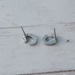 C Initial Stud Earrings Silver Tone 3/8" Photo 2