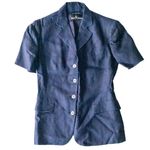 Ralph Lauren  Black Label Vintage Blue Linen Blazer Jacket Womens 8 Photo 0