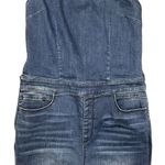 Bebe NWT Women's Blue Dangerous Crop Denim Jumpsuit Size 10 Backless Photo 2