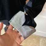 VINTAGE BLACK VELVET SILVER TRIM BUTTON UP BLOUSE DRESSY BUSINESS CHIC SATC Photo 3