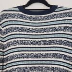 Croft & Barrow  Navy and White Striped V-Neck Sweater Size XL Navy Knit Sweater Photo 4