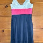 BCBGMAXAZRIA NWT  Cream Pink & Navy Blue A-Line Dress Colorblocked Cocktail Sz 8 Photo 2