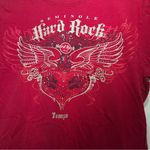 Hard Rock Cafe Red Rhinestone Fitted Short Sleeve Tee Photo 3