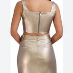 BCBGeneration NEW  Bronze Gold Square Neck Cropped Pleather Bralette Tank Top Photo 1