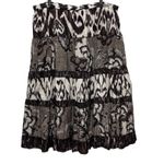Chico's 3 Womens Maxi Skirt XL Black Brown Tiered Earthy Floral Ikat Print Artsy Photo 1