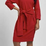Universal Standard  Misa Tie Front Dress Long Sleeve with Pockets Red 2XS 6-8 Photo 0