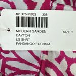 Chico's Chico’s Magenta & Silver Modern Garden Dayton Long Sleeve Button Front Shirt 1/M Photo 12