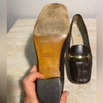 Gucci Vintage 70’s brown leather loafers w/ block heel. Size 35.5. Gold accent Photo 6