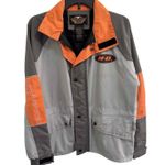 HarleyDavidson Orange Gray HD Logo Snap Button Velcro Tabs Casual Jacket XSmall Size XS Photo 2
