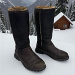 UGG  Women's Brooks Tall Boots Brown Black Leather Shearling Round Toe Size 7 Photo 0