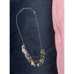 Silver Tone Leaf Charm Bib Necklace Boho Festival Statement Costume Jewelry Photo 3