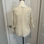 Democracy Boho Crochet Lace Tie Front Top & Lining Tank Cream Peasant‎ Festival Small Photo 3