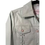 Patricia McCoy collectoin Lace Up Leather Jacket Mint Green Moto Style Size XXS Photo 5