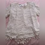 Vintage White Beaded Lace Top Size L Photo 2