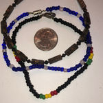 9” Ankle Bracelets Lot of 3 Black Red Yellow, Blue & Jasper Stone 925 Clasp Photo 1