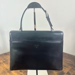Prada  Milano Vitello Lissato Black Leather Top Handle Bag Authentic Designer Photo 1