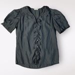 Miu Miu  Vintage Y2K Black‎ Silk Puff Sleeve Ruffled Top Size EU 42 doll goth Photo 0