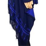 One World ENERGÉ Royal Blue & Navy Open Front Asymmetrical Cardigan Medium EUC Photo 4