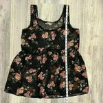 Kirra  PacSun Sheer Black Floral Lace Tank Top Sleeveless Babydoll Shirt Size M Photo 3
