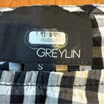 Greylin  ANTHROPOLOGIE Black White Gingham Balloon Sleeve Tie Blouse Checkered S Photo 4