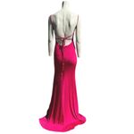 Jovani  Shimmer Tassel Tie Open Back High Leg Slit Gown Pink Size 0 NWT Photo 3