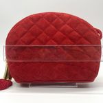 Nordstrom 1980s Vintage Italian Red Quilted Suede Tassel Tusk Shoulder Bag Photo 10