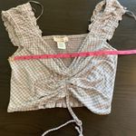 Urban Romantics Gingham Ruched Crop Top Ruffle Sleeves Cottagecore M Peasantcore Photo 5