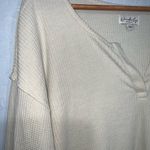 Wonderly Beige “Long John” Look Split Neck Long Sleeve Pullover Top L Photo 2