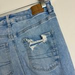American Eagle  Sz 8 LONG Curvy Hi Rise Jeggings Light Wash Distressed Photo 11