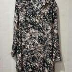 Catherine Gee Dress Long Sleeve Shirt Dress Large Geometric Stars Buttons Silk Black Photo 1