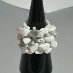 Boho Style White Beaded Finger Ring Photo 1