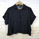 Hot Topic Music Notes Oversized Crop Button-Up Top Womens Black Goth Rock Grunge Photo 3