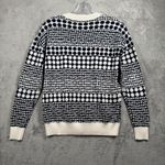 Loft  Sweater Womens Small Black White Geometric Print Crew Neck Long Sleeve Knit Photo 2