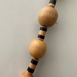 Madewell Wooden Beaded Necklace with Striped Beads 34" long in Tan and Black Photo 4