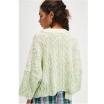Free People  Washed Ashore Cable Knit Sweater in Candy Mint Combo XS NWT Photo 8