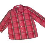 Rebecca Malone  Top Blouse Large Pink Multicolor Plaid Womens 3/4 Sleeve Collared Photo 0
