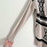 American Eagle Wool Blend Open Waterfall Fringe Cardigan Aztec Tan Black Medium Photo 7