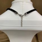 Black Suede Choker Necklace Silver Tone Clasp Adjustable Chain Women 12in New Photo 3