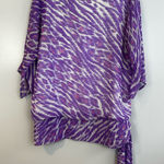 Bob Mackie Purple Anima Print Lightweight Bell Sleeve Blouson Blouse Size Small Photo 0