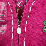 Vintage Mandal Bay Sweater Vest Pink Butterflies Zip Up Embroider Appliqué large Photo 5